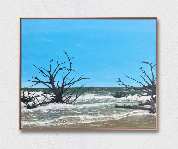 Driftwood Beach original acrylic painting by Zarina Hendrix